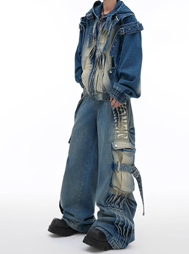 Custom Blue Cargo Jeans