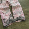 Custom Patchwork Distressed Bandana Jeans – Pink & Black with Chains