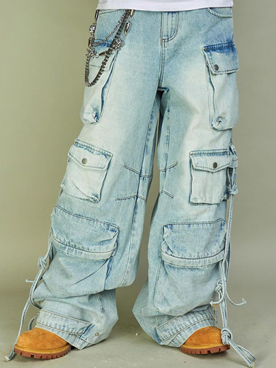 Blue Chain Loose Jeans