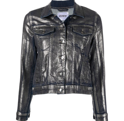 Abstract Brushed Denim Jacket – Black
