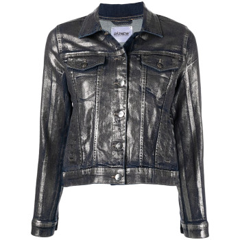 Abstract Brushed Denim Jacket – Black