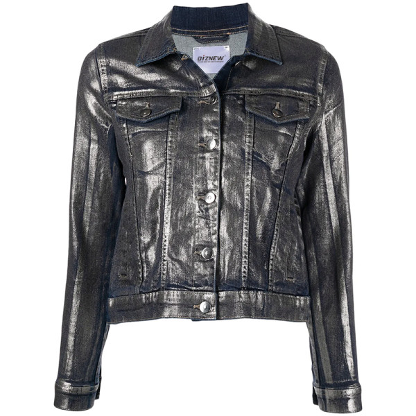 Abstract Brushed Denim Jacket – Black