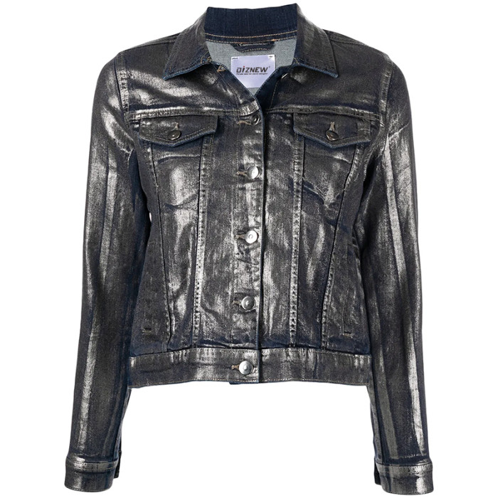 Abstract Brushed Denim Jacket – Black