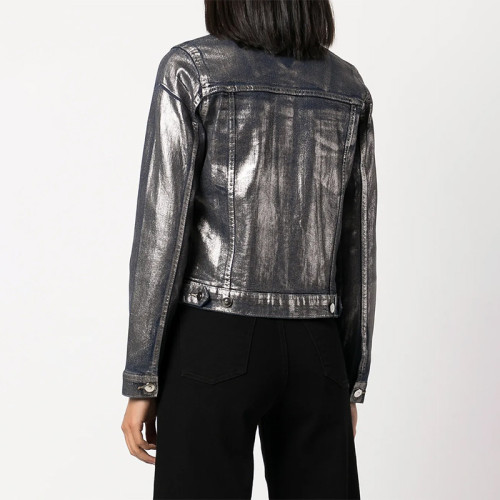 Abstract Brushed Denim Jacket – Black