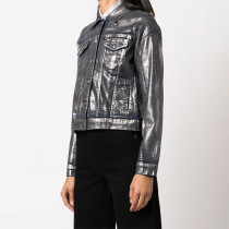 Abstract Brushed Denim Jacket – Black