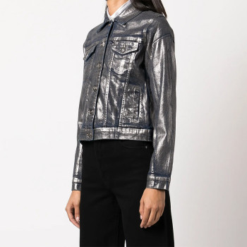 Abstract Brushed Denim Jacket – Black