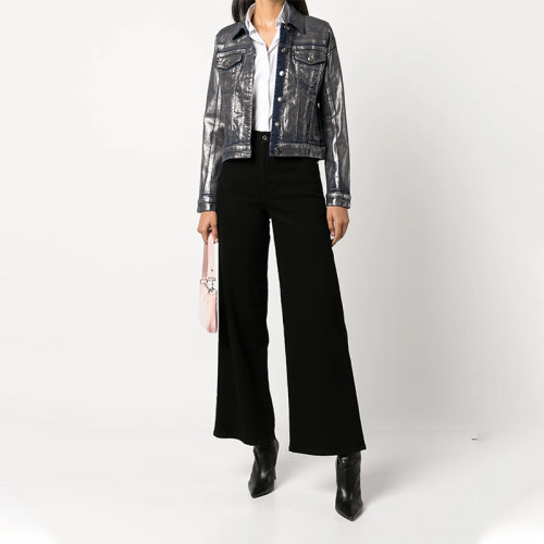 Abstract Brushed Denim Jacket – Black
