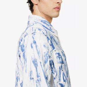 Custom Artistic Bleach-Washed Denim Jacket for Boutique Brands