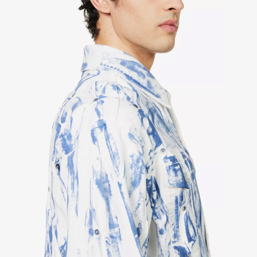 Custom Artistic Bleach-Washed Denim Jacket for Boutique Brands