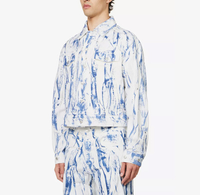 Custom Artistic Bleach-Washed Denim Jacket for Boutique Brands