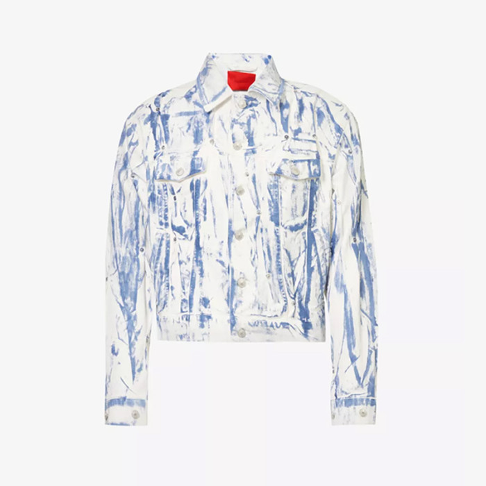 Custom Artistic Bleach-Washed Denim Jacket for Boutique Brands