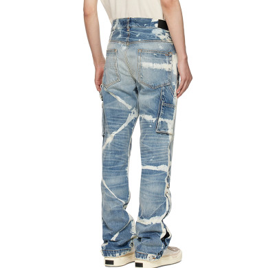 Custom Tie-Dye Bleached Denim Jeans with Artistic Street Style