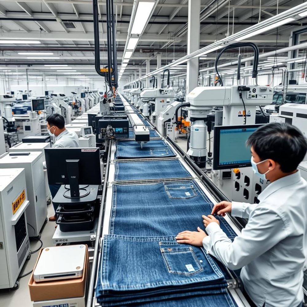 Chinese denim manufacturing showing advanced technology from Top 6 Branded Jeans Manufacturers in China USA UK