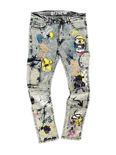 Graffiti-Inspired Distressed Jeans