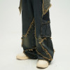 Deconstructed Frayed Wide-Leg Denim Pants