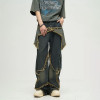 Deconstructed Frayed Wide-Leg Denim Pants