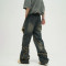 Deconstructed Frayed Wide-Leg Denim Pants