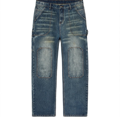 Custom Embossed Carpenter Denim Jeans – Utility Woven Pockets & Tool Loop