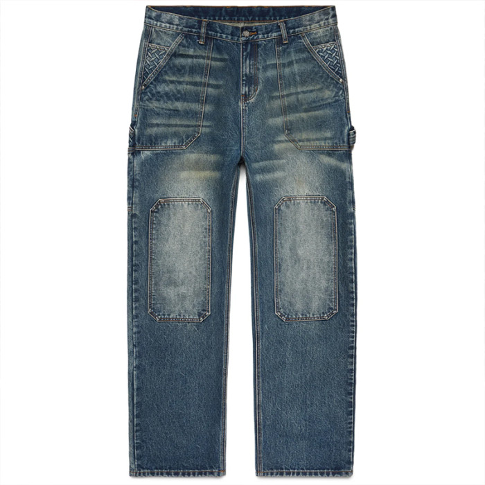 Custom Embossed Carpenter Denim Jeans – Utility Woven Pockets & Tool Loop