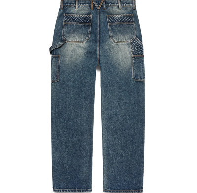 Custom Embossed Carpenter Denim Jeans – Utility Woven Pockets & Tool Loop