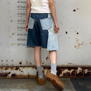 Custom Deconstructed Denim Layered Skort for Boutique Collections