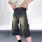Custom Washed Black Wide-Leg Denim Shorts for Boutique Designers
