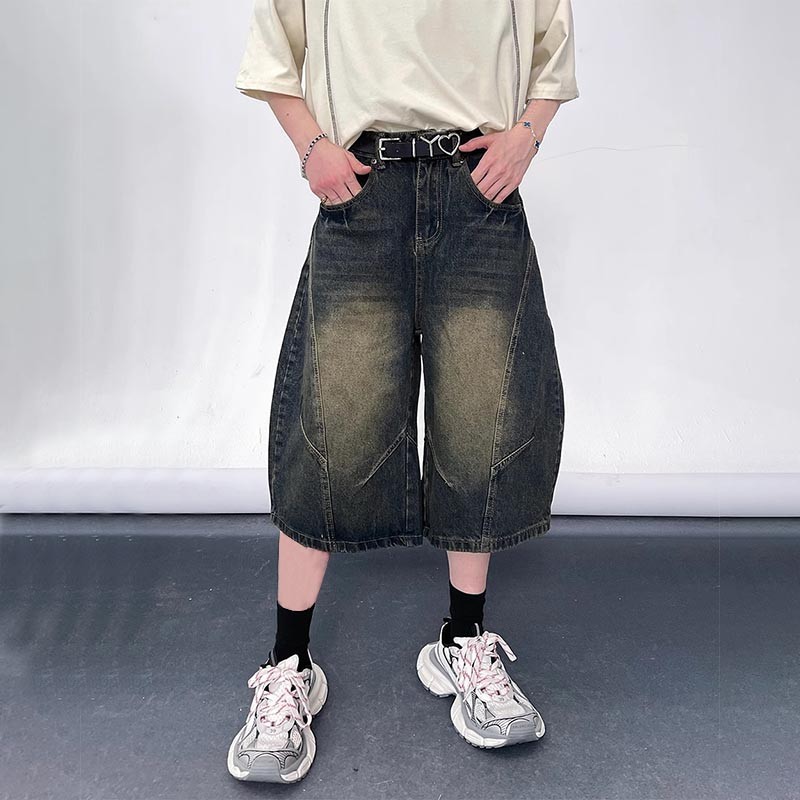 loose fit denim shorts