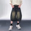 Custom Washed Black Wide-Leg Denim Shorts for Boutique Designers