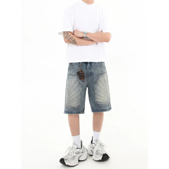 Custom Washed Patchwork Denim Shorts – Street-Style Ready