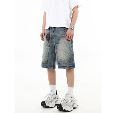 Custom Washed Patchwork Denim Shorts – Street-Style Ready