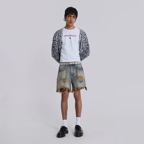 Custom Distressed Frayed Hem Denim Shorts – Rugged & Raw Look