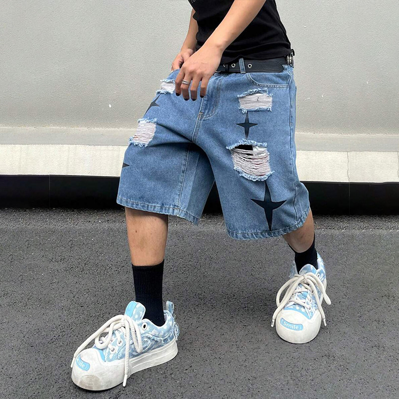 Faux denim shorts
