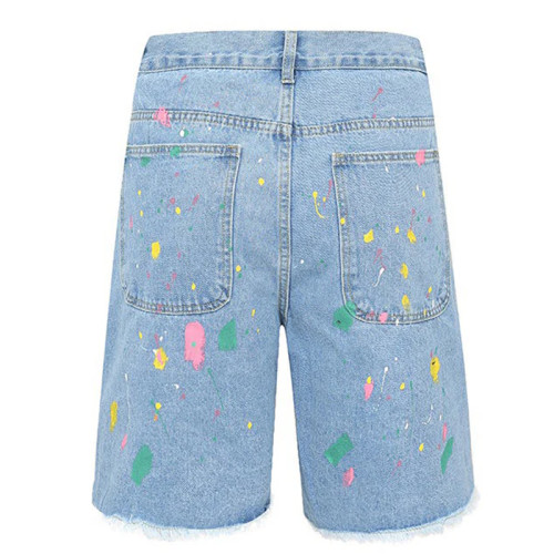 Handmade Crochet Floral Patch Denim Shorts – Color Splash Edition