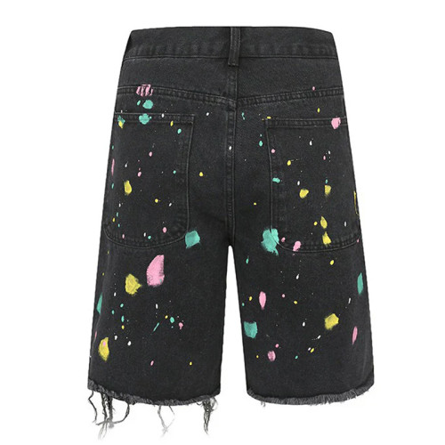 Handmade Crochet Floral Patch Denim Shorts – Color Splash Edition