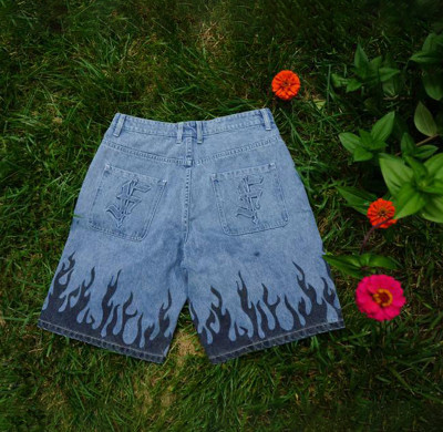Flame Print Denim Shorts – Street Heat Edition