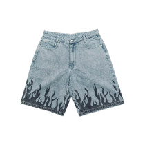Flame Print Denim Shorts – Street Heat Edition