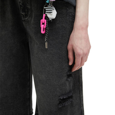 Washed Black Distressed Denim Bermuda Shorts – Y2K Streetwear Unisex Fit