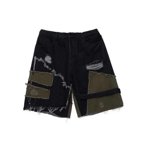 Patchwork Utility Denim Shorts – Deconstructed Street Style