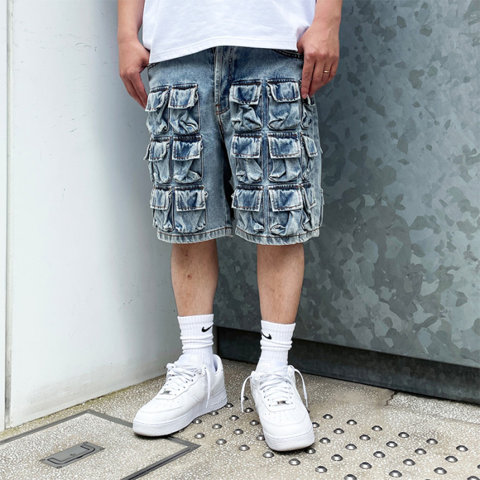 Extreme Multi-Pocket Denim Cargo Shorts – Utilitycore Streetwear