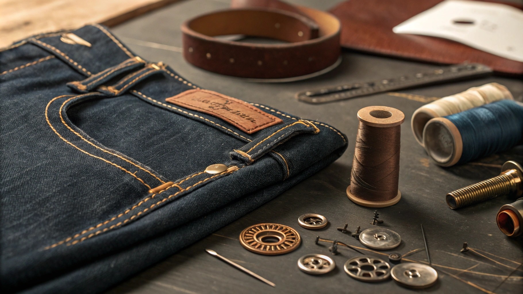 What essential raw materials are required for making denim jeans?