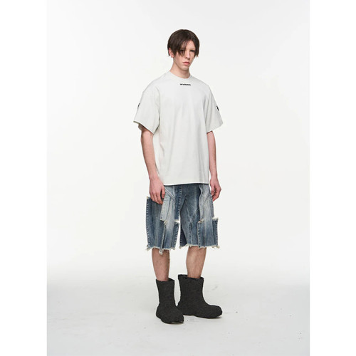 Deconstructed Panel Ripped Denim Shorts – Brutalist Street Design