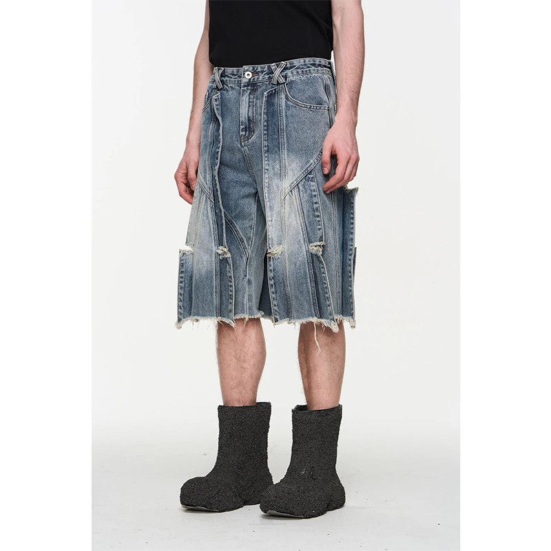 Deconstructed Denim Shorts