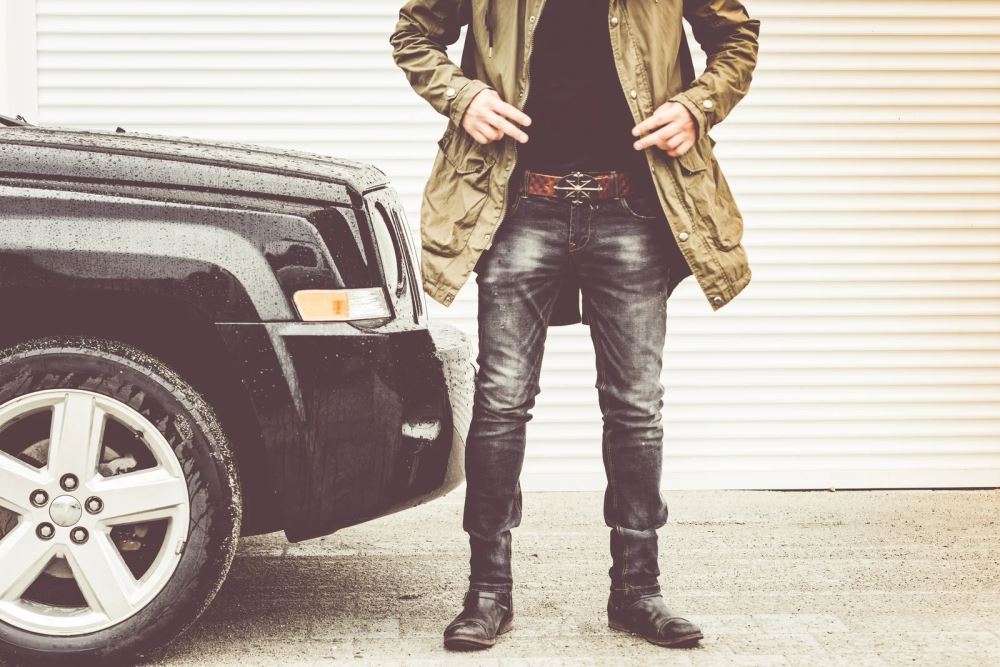 black purple jeans