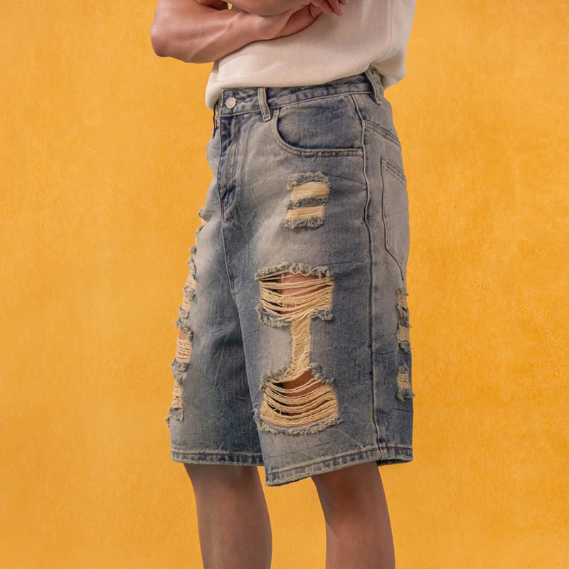 Ripped Denim Shorts
