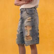 Custom Distressed Denim Shorts – Bold, Raw-Edge Streetwear