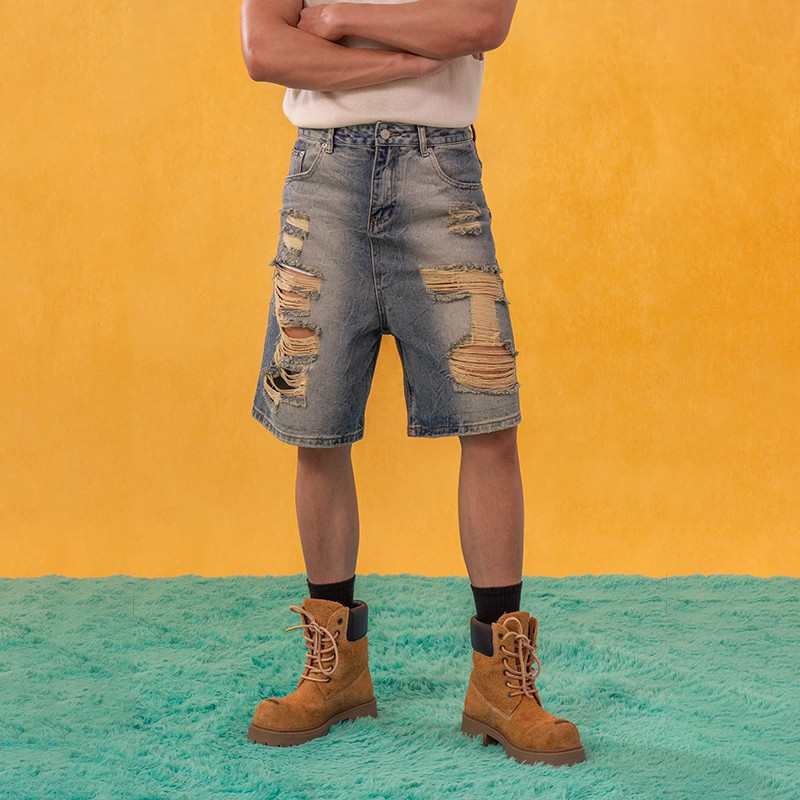 Street denim shorts