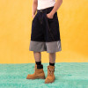 Wide-Leg Raw Cuff Denim Shorts – Minimalist Architectural Fit