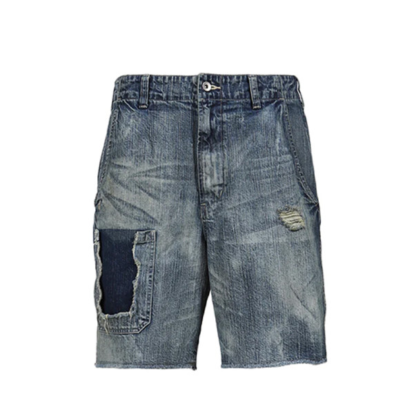 Distressed Patchwork Denim Shorts – Retro Utility Edge