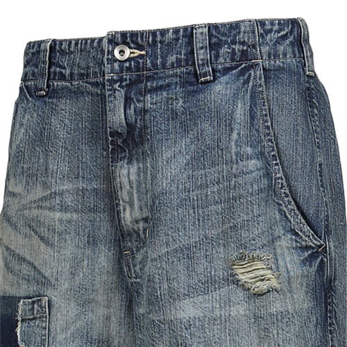 Distressed Patchwork Denim Shorts – Retro Utility Edge