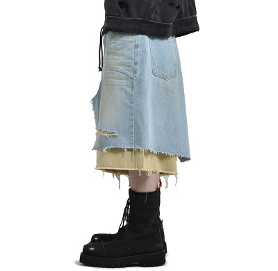 Layered Deconstruct Denim Shorts – Double Vision
